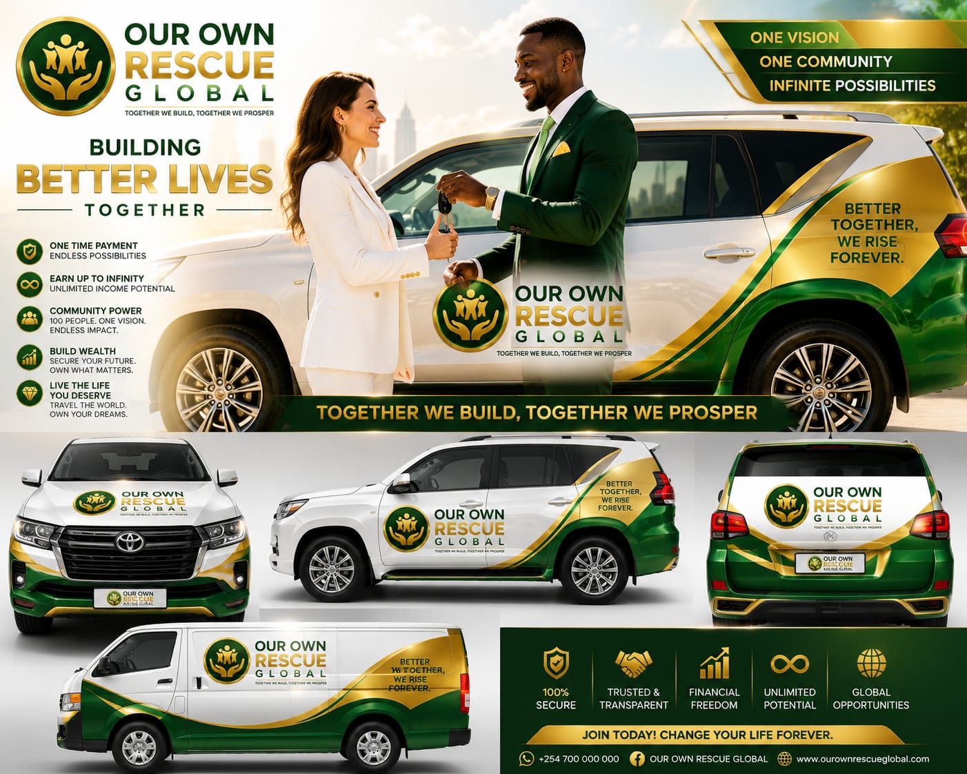 Our Own Rescue Global branded vehicle fleet